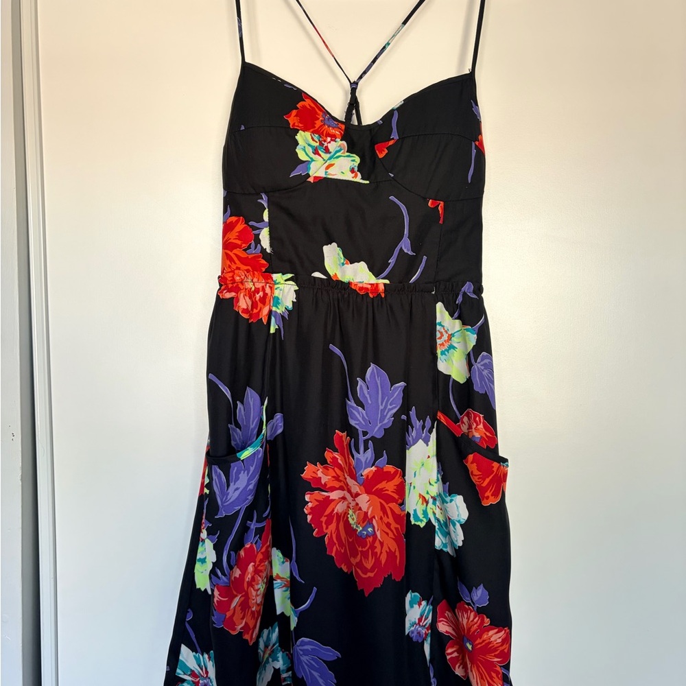 American Eagle Outfitters Black Floral Midi Dress